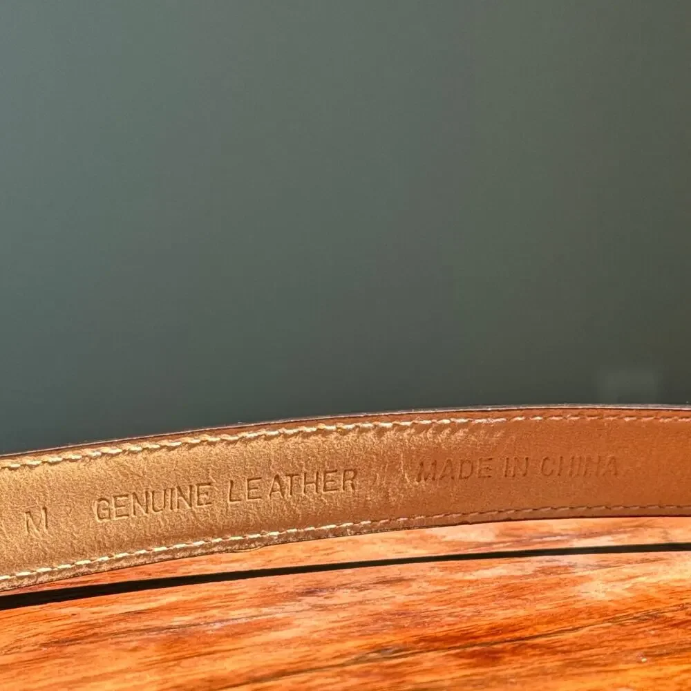 Raymond Floyd Genuine Leather Croc Embossed Belt Brown Gold Buckle Size M 33”